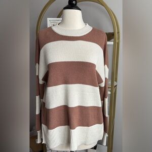 Striped Brown and White Women's Sweater
